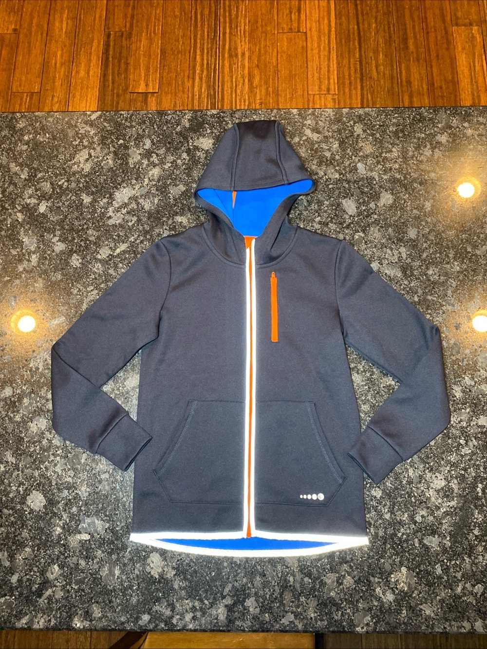Boden Boy’s Size 9-10Y 140 cm Blue Lightweight Lined Hooded Jacket Full Zip